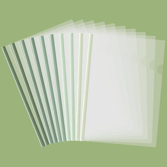 BAYTORY 10 Pack Clear Report Covers with Sliding Bar, Project Folders for A4 and Letter Size Paper, Resume Folder Presentation Binder for School Business, 60 Sheet Capacity/Pack (Green)