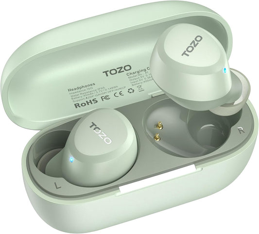 TOZO A1 Wireless Earbuds Bluetooth 5.3 Light Weight in Ear IPX5 Waterproof Headphones 2 Mic for AI Calls, Immersive Premium Sound Bass Headset with Charging Case, 32 Presets EQ Customization via App