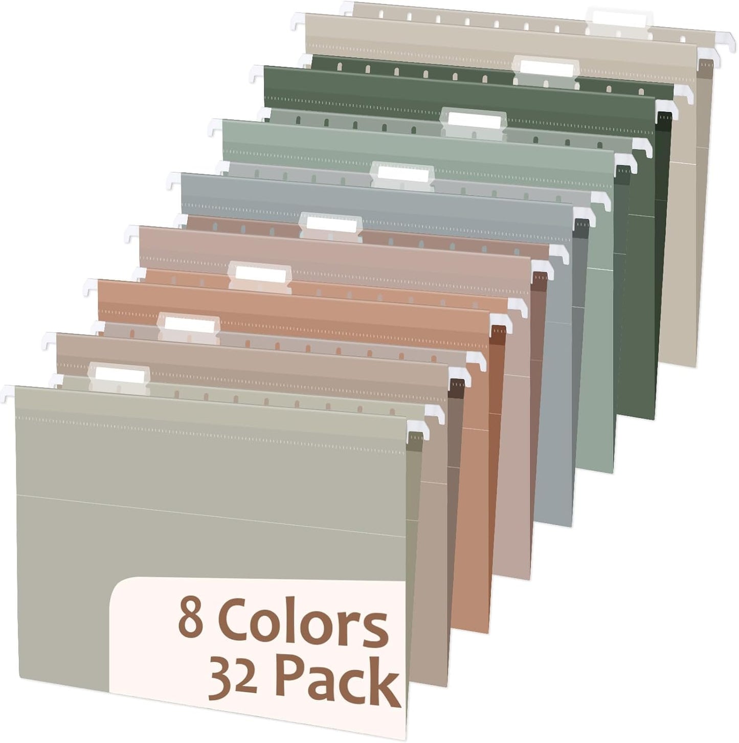 gisgfim 32pack Poly Plastic Letter Size Hanging File Folders Extra Capacity Hanging File Folder with Tabs Filing Cabinet Organizer 0.5inch Expansion for Law Office Files Document(Morandi)