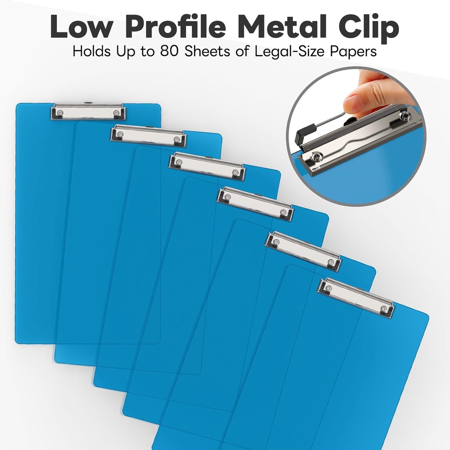 Legal Size Clipboard Set of 6, 8.5 x 14 Blue Plastic Long Clip Board with Low Profile Clip, 9 x 15 in, Suitable for Legal Lawers and Business, School & Office Supplies