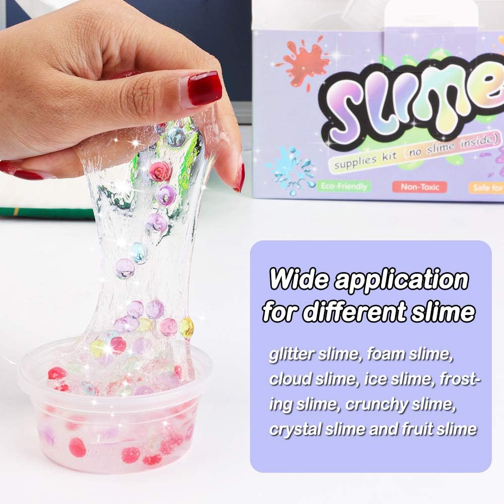 Slime Supplies Kit, 162 Pack Add Ins Slime Kit for Kids Girls Slime Making, Including Foam Balls, Glitter, Fishbowl Beads, Charms, Clear Containers by WINLIP