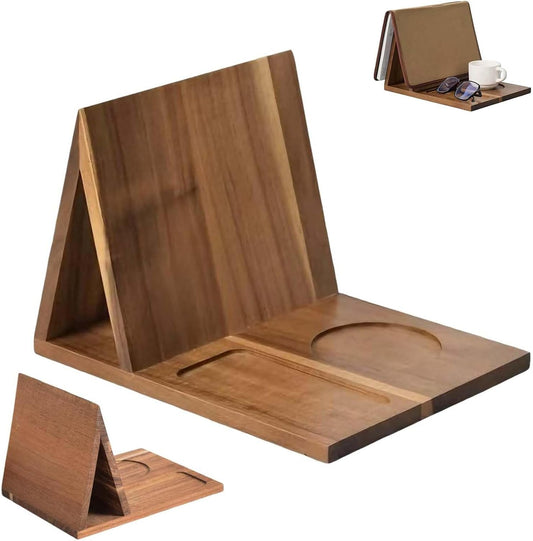 Book Valet - with Cup Phone Slot Display Rest, Rustic Wooden Bible Stand Holder Book Valet, for Home Decor in Bedroom, Living Room, Office & School (1pc)