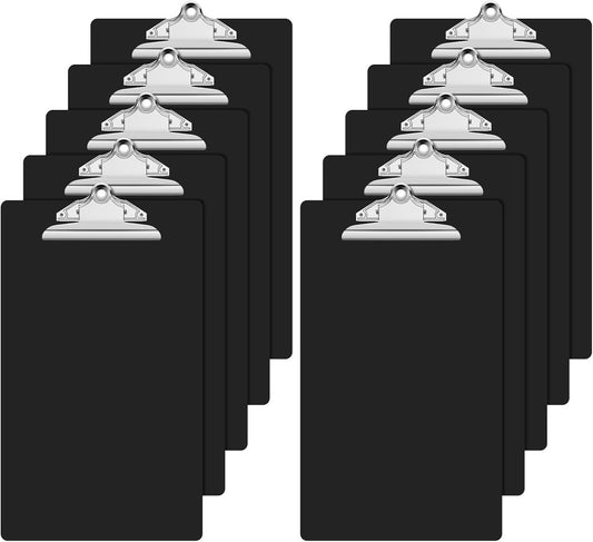 Legal Size Clipboard, Black Plastic 8.5 x 14 Clip Board for Lawers, Heavy Duty Butterfly Clip, 9 x 15 in, Office & School Supply(Pack of 10)
