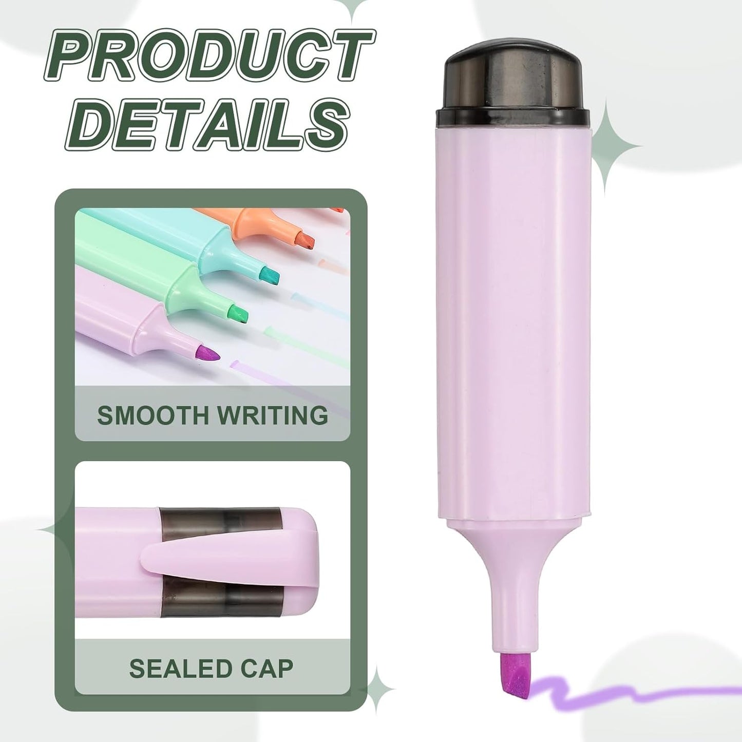 PATIKIL Cute Highlighters, 3 Pack no Bleeding High Lighters Colored Marker Pens Large Capacity Big Bulk Pastel for Office Supplies Books Journal Studying DIY Home, Purple