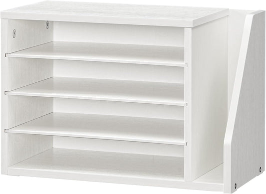 HOOBRO Mail Sorter, Literature Organizer with Adjustable Shelves, Paper Organizer for Office, Home, Wood Countertop File Holders, Mails, Magazines, White WT41WF01