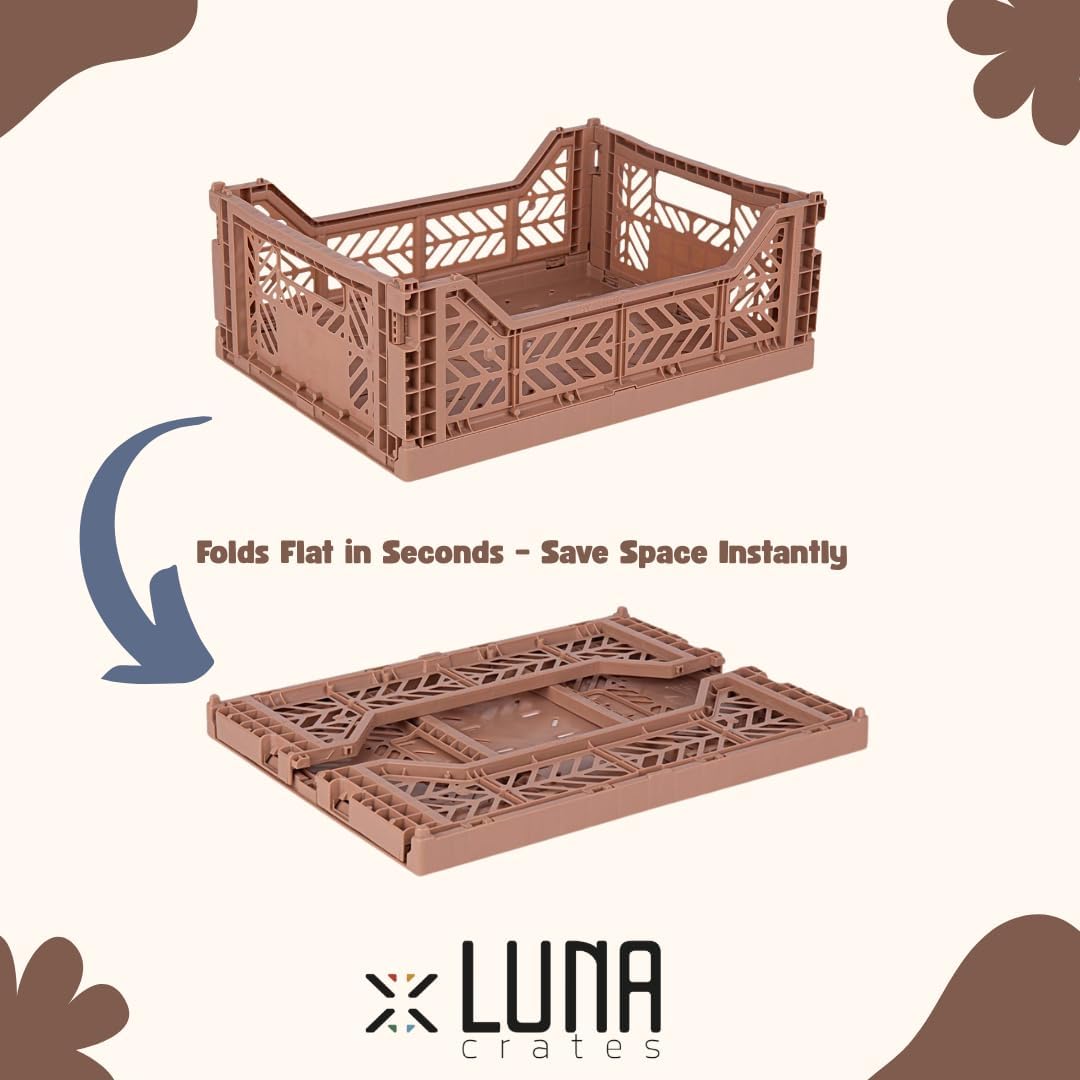 Collapsible Storage Box, Foldable Crate Organizer Bin with Handle, Stackable Crates for Home Organization (Gray, 14L - 3 Pack)