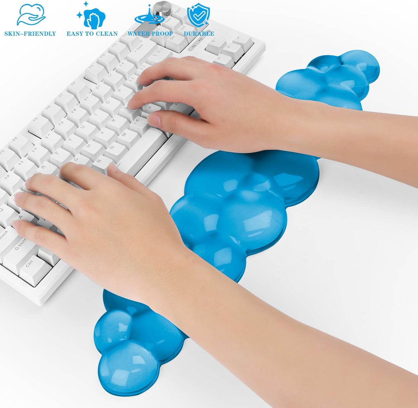 Gel Cloud Keyboard Wrist Rest, Cute Wrist Support and Arm Support Keyboard Rest for Keyboard Typing Pain Relief，Suitable for Office/Computer/Laptop/Gaming（Keyboard Wrist Rest Blue）