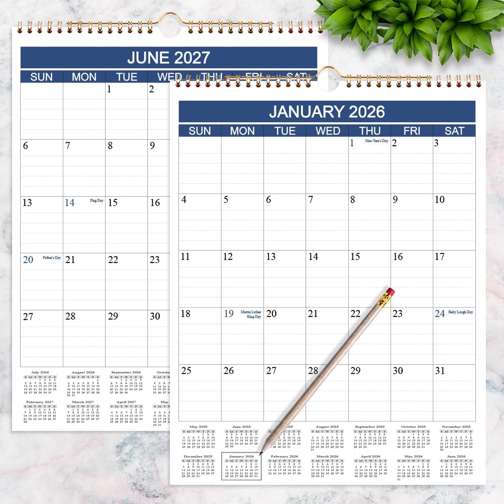 Calendar 2026-2027 - Wall Calendar Runs from Jan 2026 to Jun 2027-18 Monthly Calendar with Thick Paper for Planning and Organizing for Home or Office, Calender Planner, 8.5 x 11 In 2026 27 Calendars