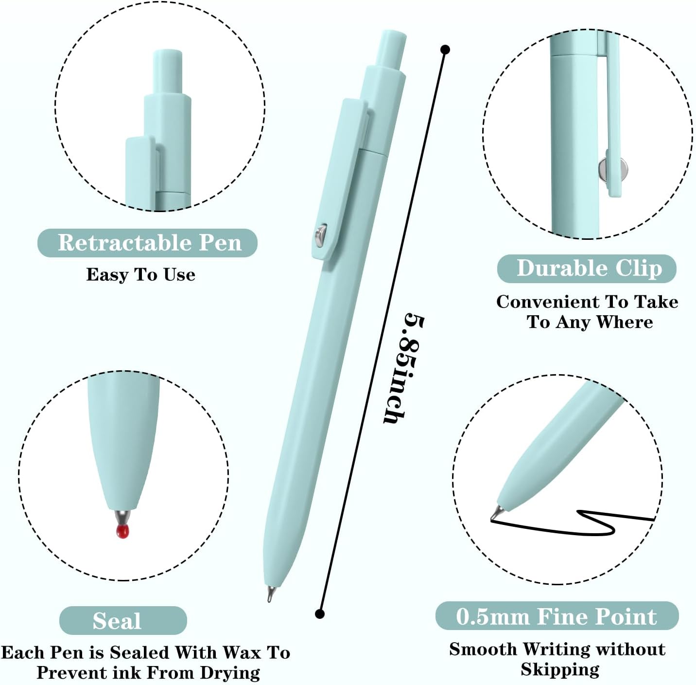 Gel Pens,8pcs Fine Point Smooth Writing Black Ink Retractable Journaling Pens Ballpoint, Quick-Dry Cute Fidget Pens for School Supplies Office Desk Accessories