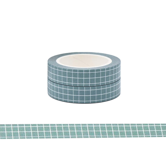 NatSumeBasics 2 Grid Washi Tapes 0.4" x 32ft Adhesive Masking Tapes Decorative DIY Scrapbooking Decor Planners Crafts Supplies Gift Wrapping (Maca Green)