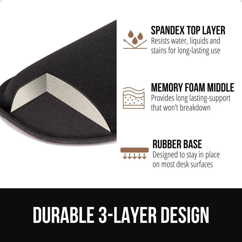 GORILLA GRIP Silky Memory Foam Keyboard Wrist Rest for Computer and Mouse, Typing Support Pad, Desk Office Supplies, Gaming Accessories, Hand & Arm Mousepad Cushion and Coaster, Stocking Stuffer Black