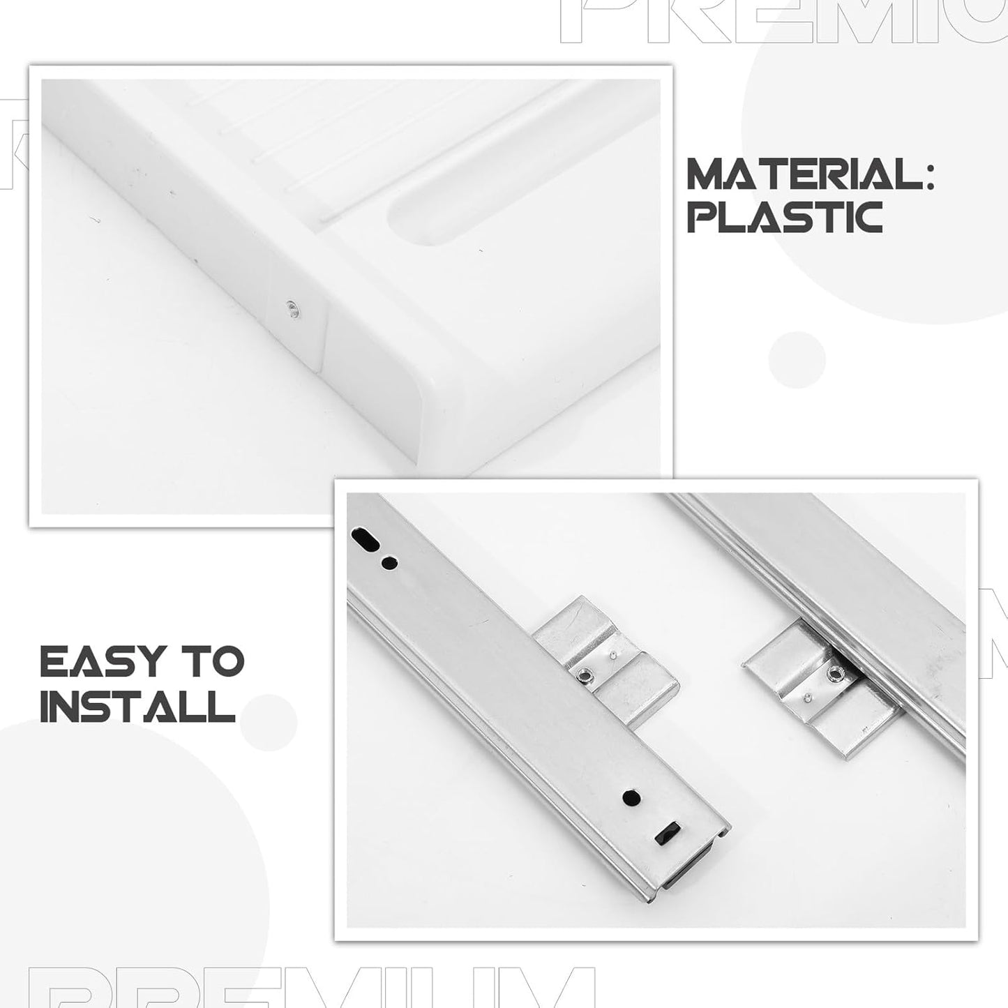 Under Desk Keyboard Tray Sliding Drawer with Rail, Gray-White K1 Set, Multi-Purpose Storage Platform for Office and Home Computer Organization