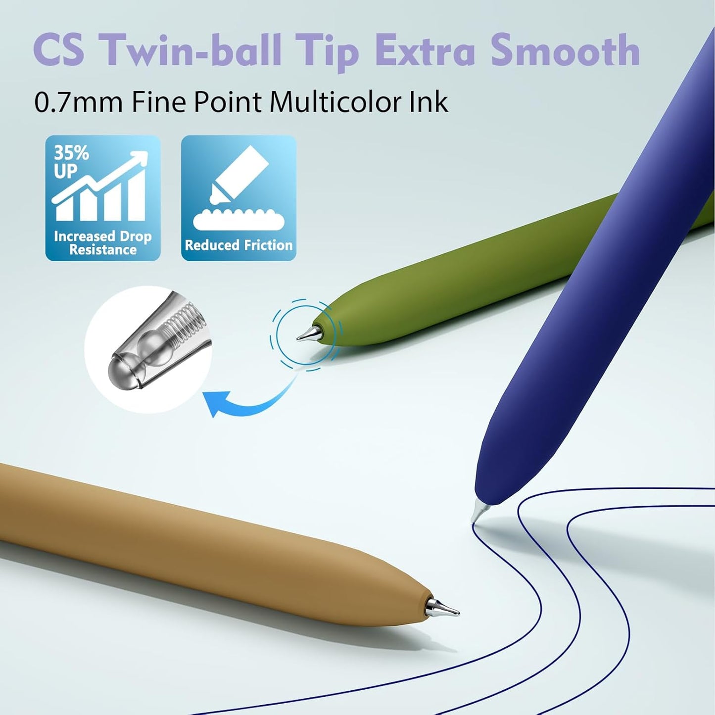 8 Pack Blue Ink Gel Pens，Quick-Dry 0.7mm Fine Point Fidget Pens for Smooth Writing, Journaling & Drawing, Aesthetic Morandi Color Pens for Women, School & Office Supplies (Vintage Blue Ink)