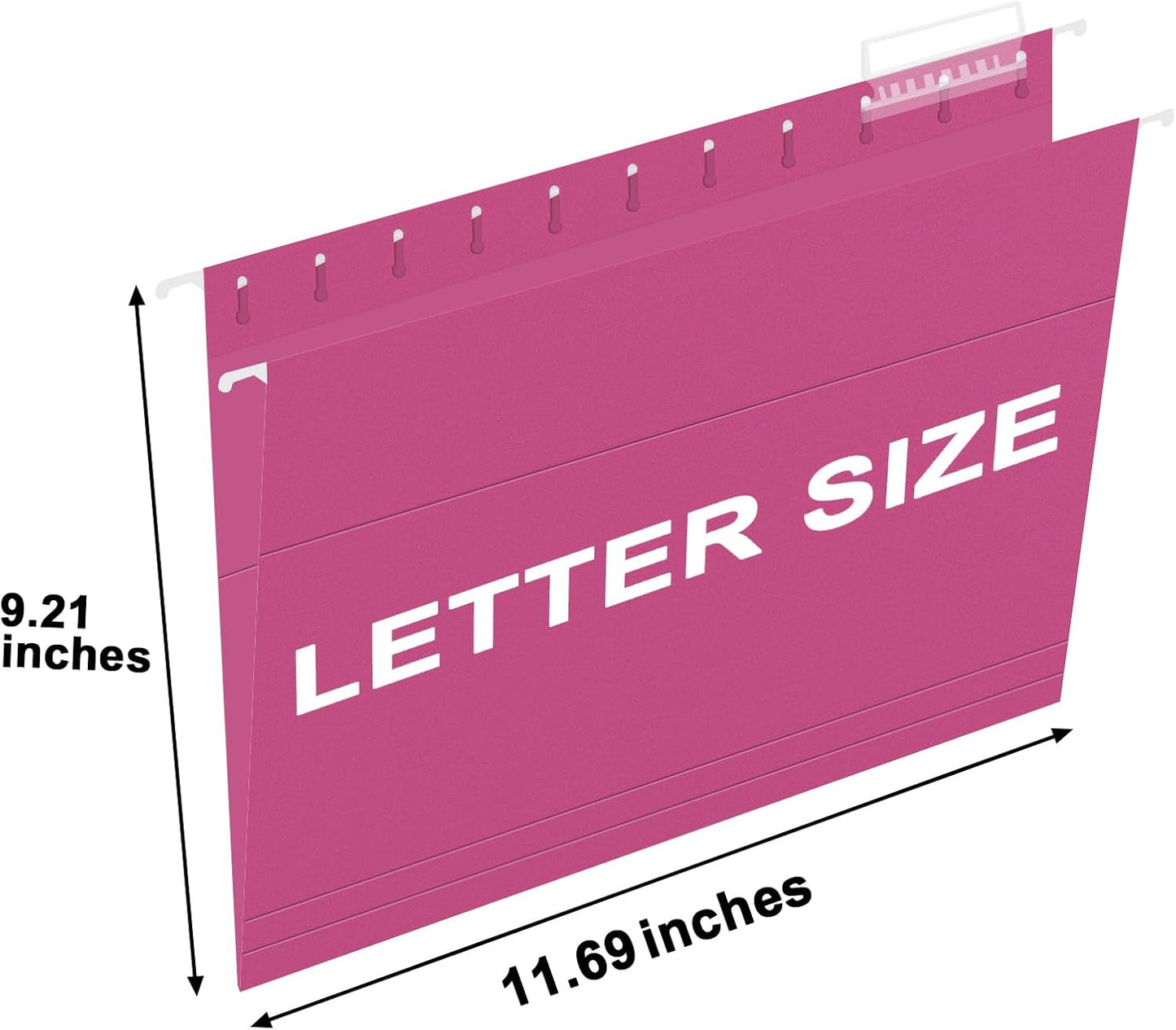 HERKKA Hanging File Folders, 30 Pack Reinforced Letter Size Hanging Folders, Designed for Bulky Files, Filing Cabinet, 1/5-Cut Adjustable Tabs (Pink)