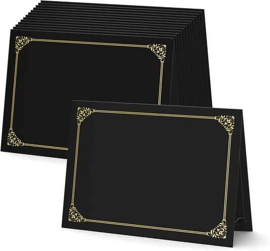 BELLE KR® Black Certificate Holders 8.5 x 11, 30 Pcs - Used as Award Certificate Folders with Gold Foil Border for Letter Size 8.5" x 11" Certificates, Awards, Documents and Diplomas