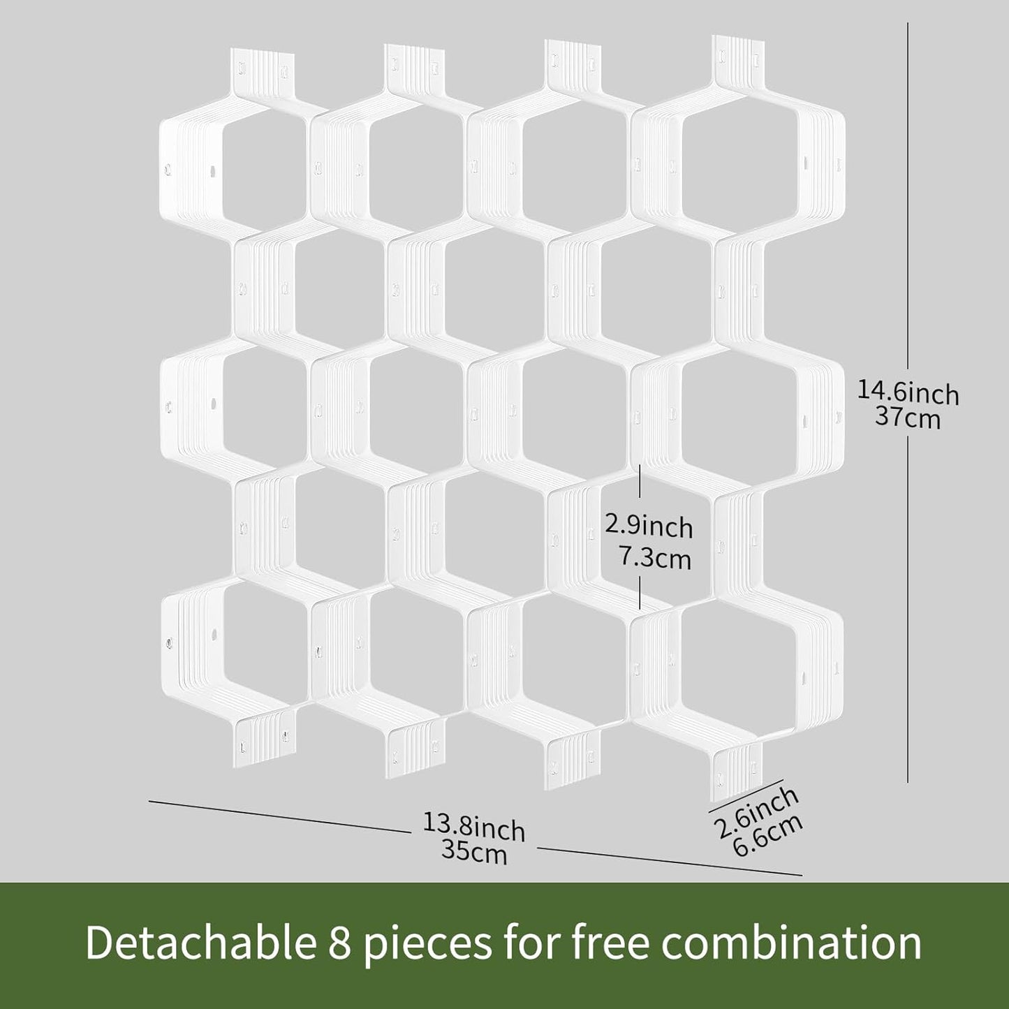 Honeycomb Separator Adjustable Drawer Organizer Divider for Underwear Belt-Scarf Socks Organizer (White(2pcs))