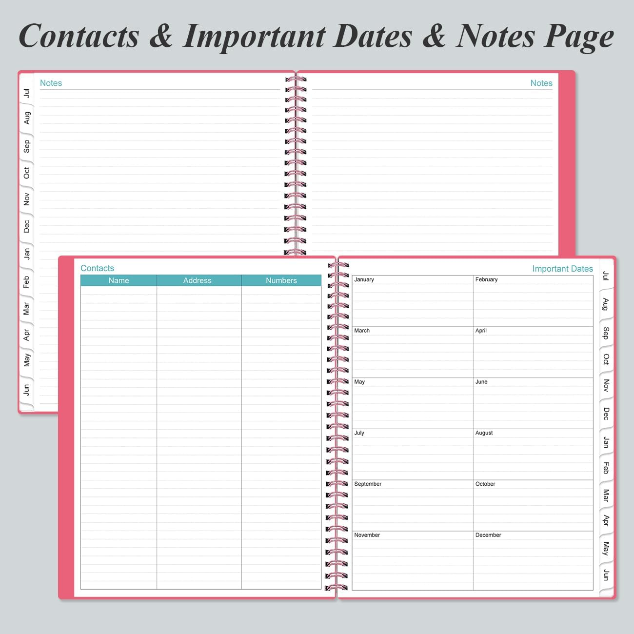 2025-2026 Planner - 8.5" x 11" Weekly Monthly Planner from July 2025 to June 2026, 2025 2026 Planners with 12 Monthly Tabs, Inner Pocket, Elastic Closure, Pink