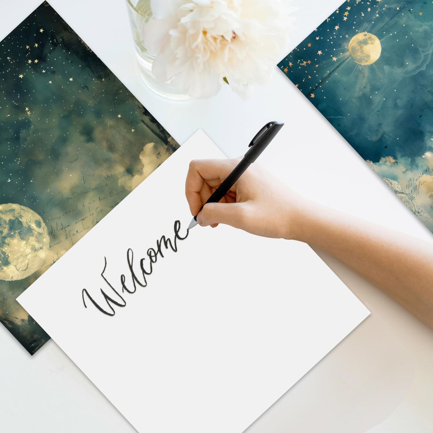 Moon Starry Sky Scrapbook Paper Pad - 24 Sheets 6x6 in Pattern Designed Decorative Decoupage Origami Folded Card Material for DIY Crafts Gift Wrapping Planners Junk Journal Supplies