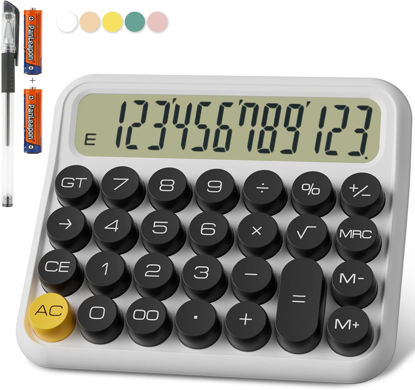 DECKLIT Battery Desk Calculator - 12 Digit Extra Large 5-Inch LCD Display, Big Buttons Easy to Press, 15 Tilt Screen (Black)