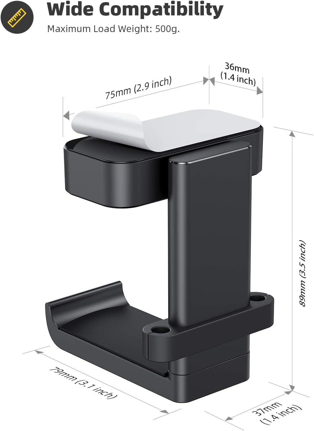 Lamicall Headphone Stand, Headset Hanger - 360 Degree Rotation Earphone Hook Holder Mount, Table Headphone Stand with Cable Organizer, Gaming Headset Clamp for HyperX, Razer, Sony, Sennheiser - Black