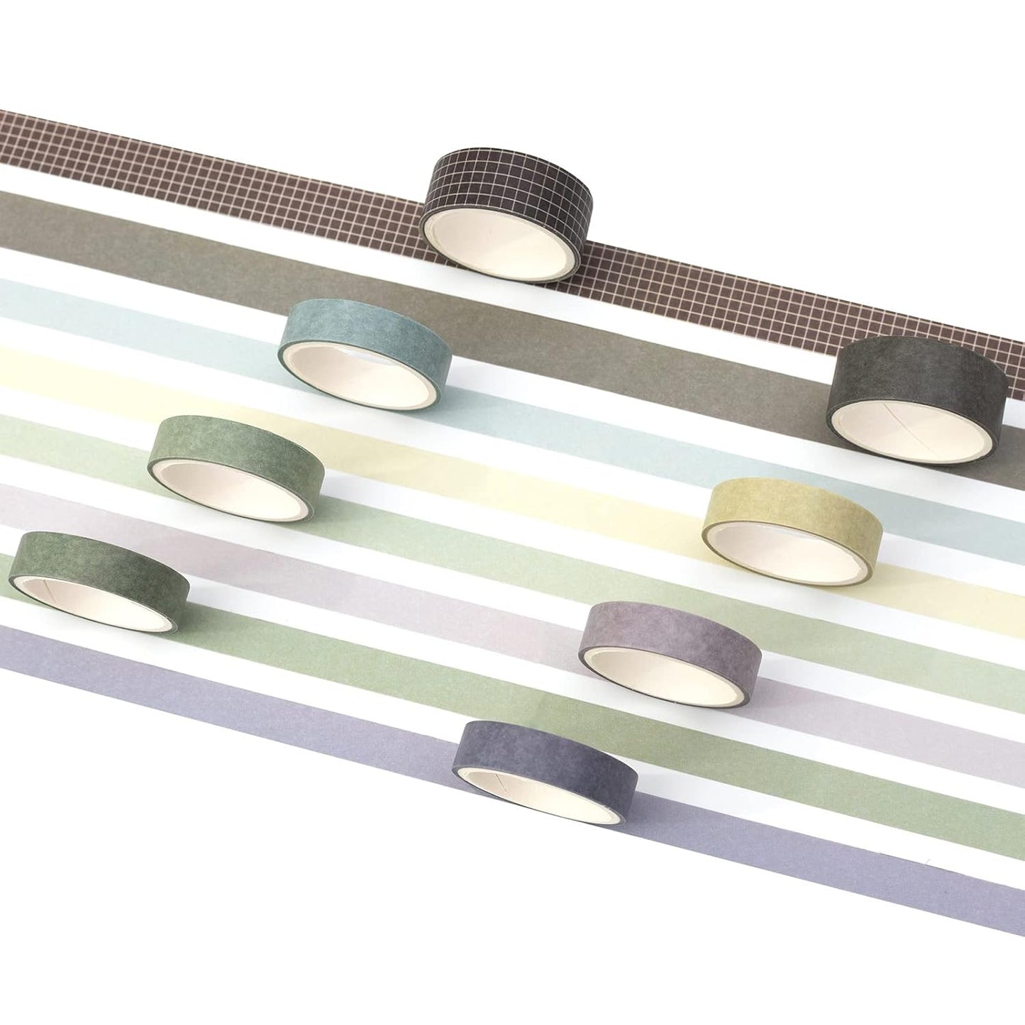 YUBBAEX 8 Rolls Basic Washi Tape Set Solid Color Grid Masking Decorative Tapes for Arts, DIY Crafts, Journals, Planners, Scrapbooking, Wrapping (Milk Tea)