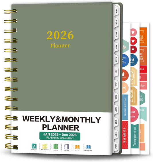 Ymumuda Academic Planner 2026, Daily Weekly and Monthly Calendar Planner (Jan. 2026-Dec. 2026),8.4"×6.3", Hardcover Notebook Teacher Supplies, Premium Thick Paper, Planners for School Work Office