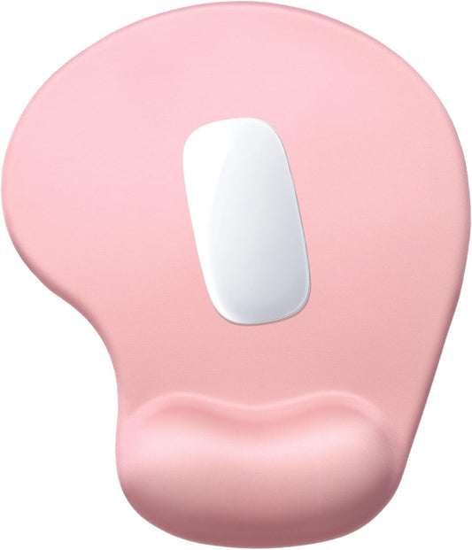 Hsurbtra Ergonomic Mouse Pad with Wrist Rest Support, Gel Mouse Pads with Non-Slip PU Base, Pain Relief Memory Foam Computer Mat, Cute Office Supplies Desk Decro Accessories, Rose Gold