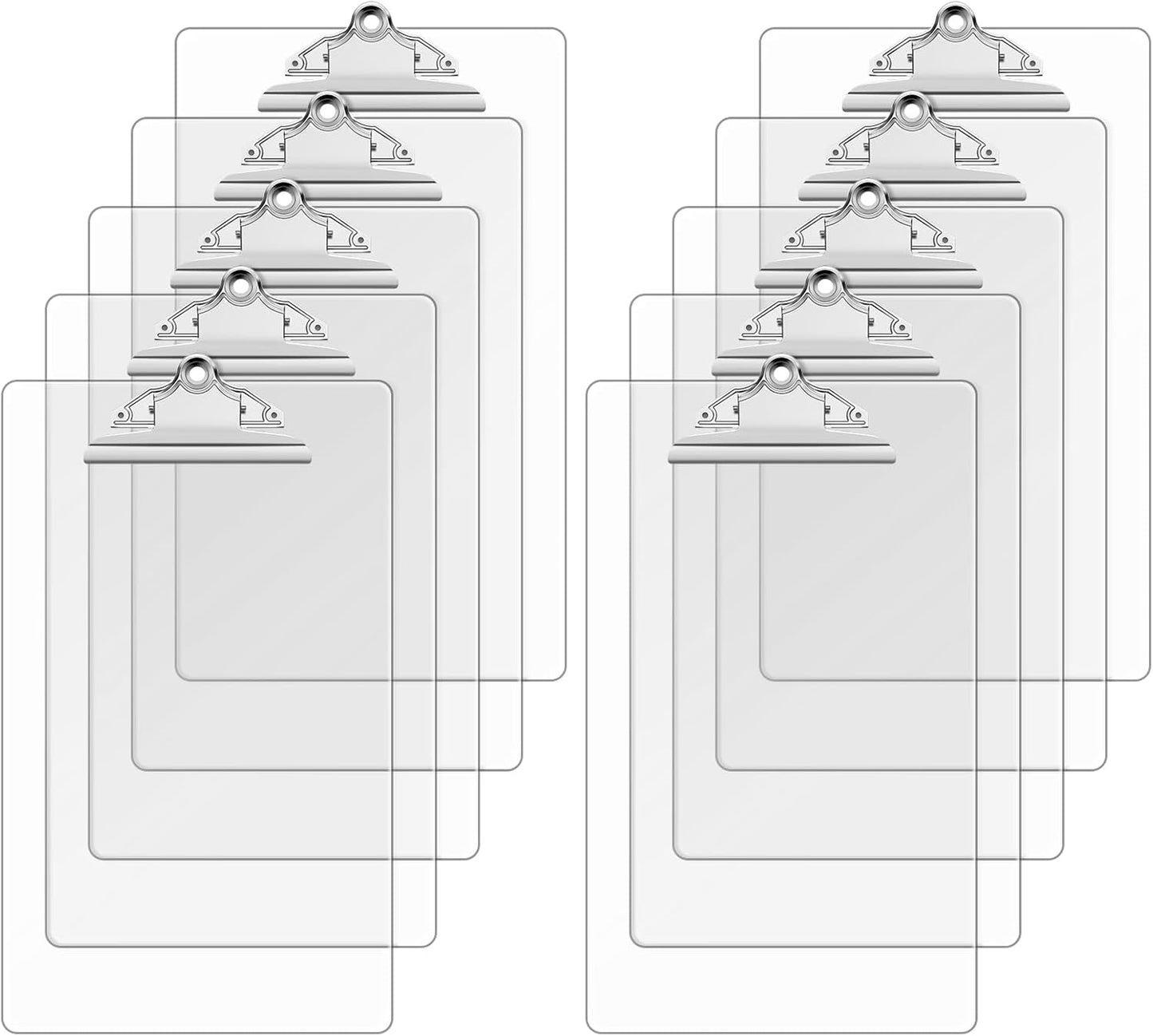 Legal Size Clipboard, Clear Plastic 8.5 x 14 Clip Board for Lawers, Heavy Duty Butterfly Clip, 9 x 15 in, Office & School Supply(Pack of 10)