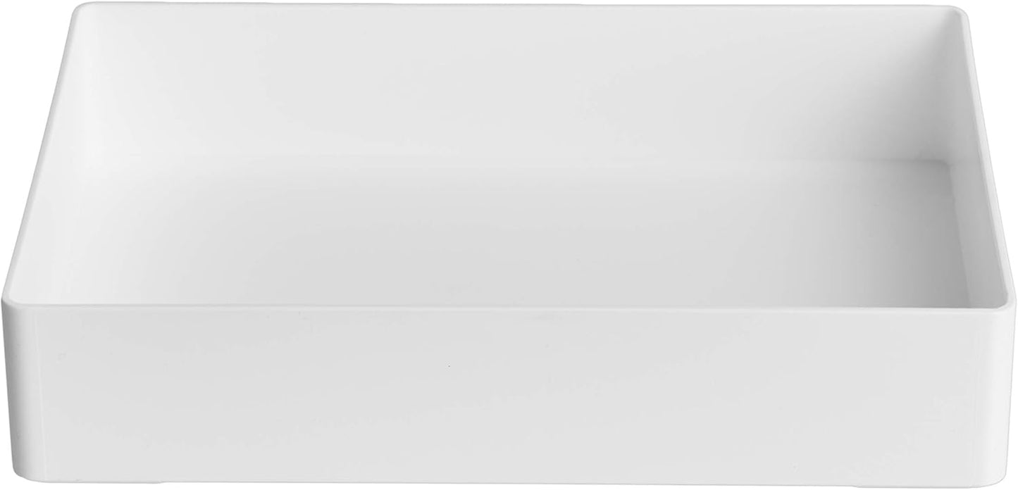 Amazon Basics Rectangular Plastic Desk Organizer with Storage Trays, Accessory Tray, 9.4 x 6.7 x 2 inch, White