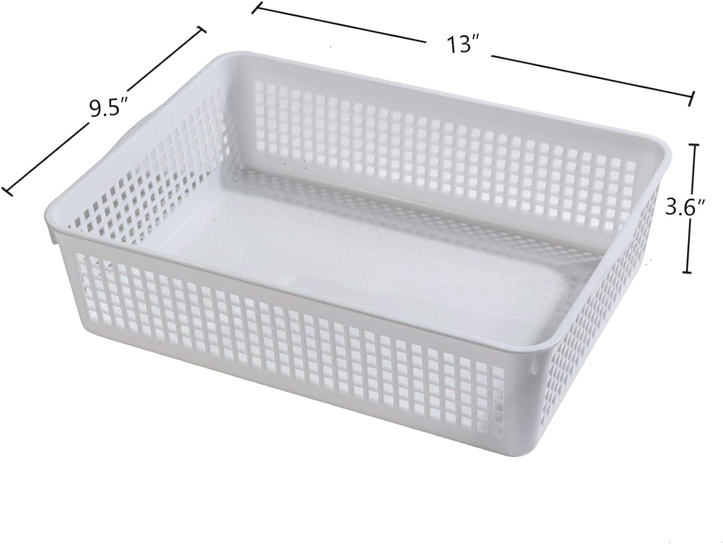 A4 Size Plastic Paper Storage Trays,Desktop File Organizer Baskets,6-Packs (White)