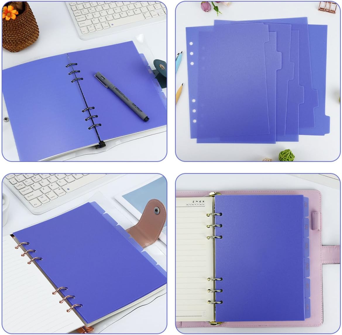 Unomor 6pcs Binder Dividers with Vertical Tabs Plastic Separators for Budget Planners Note Taking Journaling Office and School Use Refill Organizers for Pocket Binders