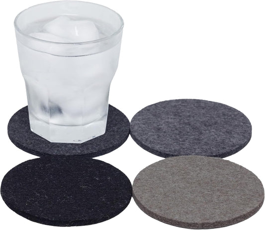 Graf Lantz - Bierfilzl Merino Wool Round Coasters Set of 4 - Shadow (4"x4"x5mm) - Absorbs 30% of Weight - Natural German Wool - Heat Resistant, Sustainable, Reusable - Home Decor