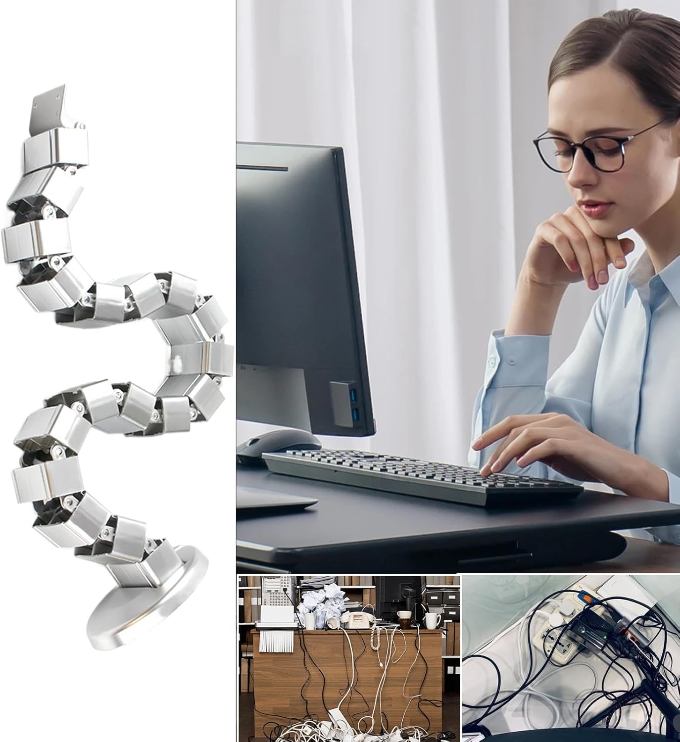 Cable Sleeves,Flexible Snake Shape Wire Storage Tubing - Cord Protector Sleeve | for Pc TV Phone Laptop Tablet Cinema Home Dorm School