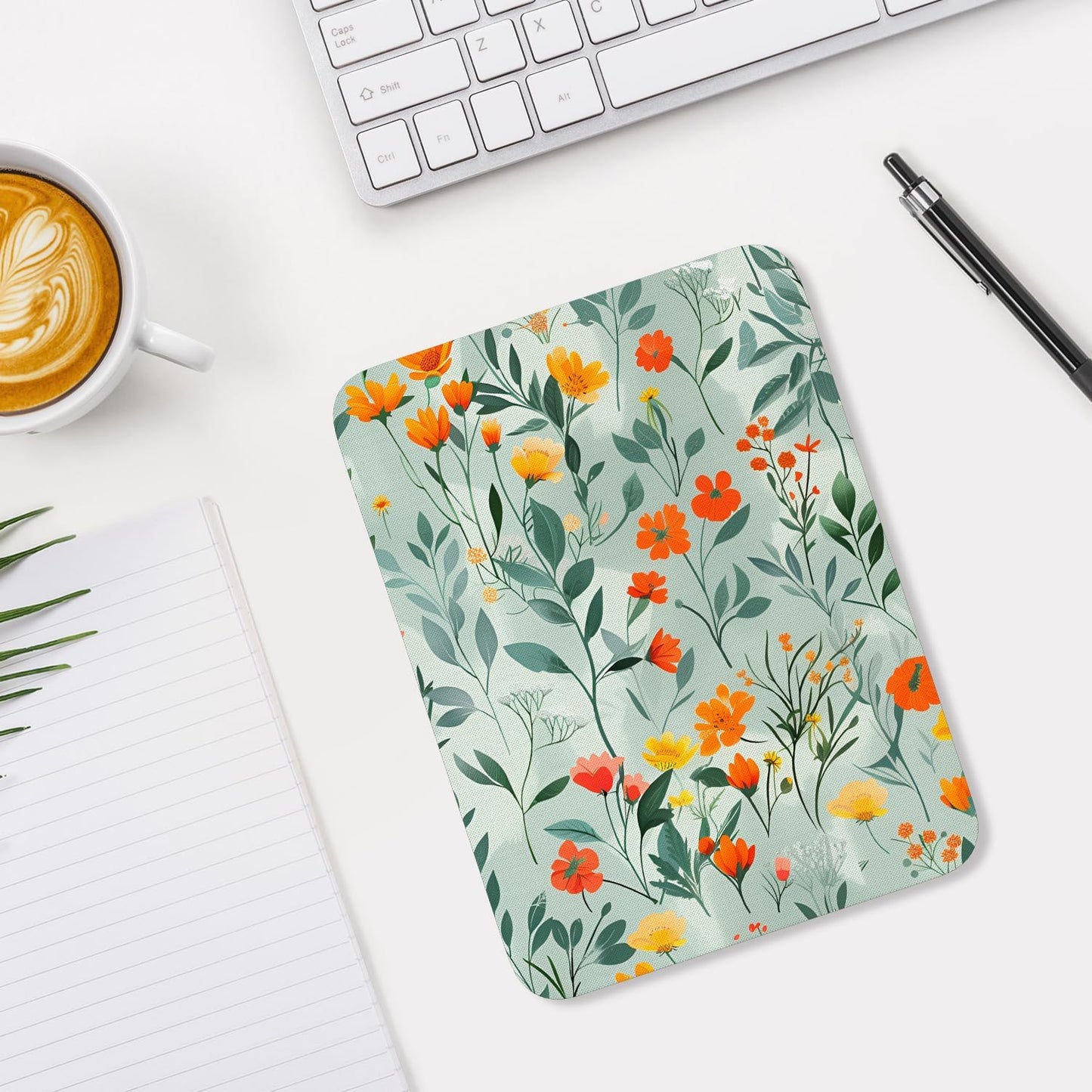 Small Mouse Pad, Mini Mouse Pad 6 x 8 Inch, Thick Rubber Waterproof Mouse Mat, Cute Mousepad for Women Men Wireless Mouse Laptops Home Office, Colorful Flowers and Plants