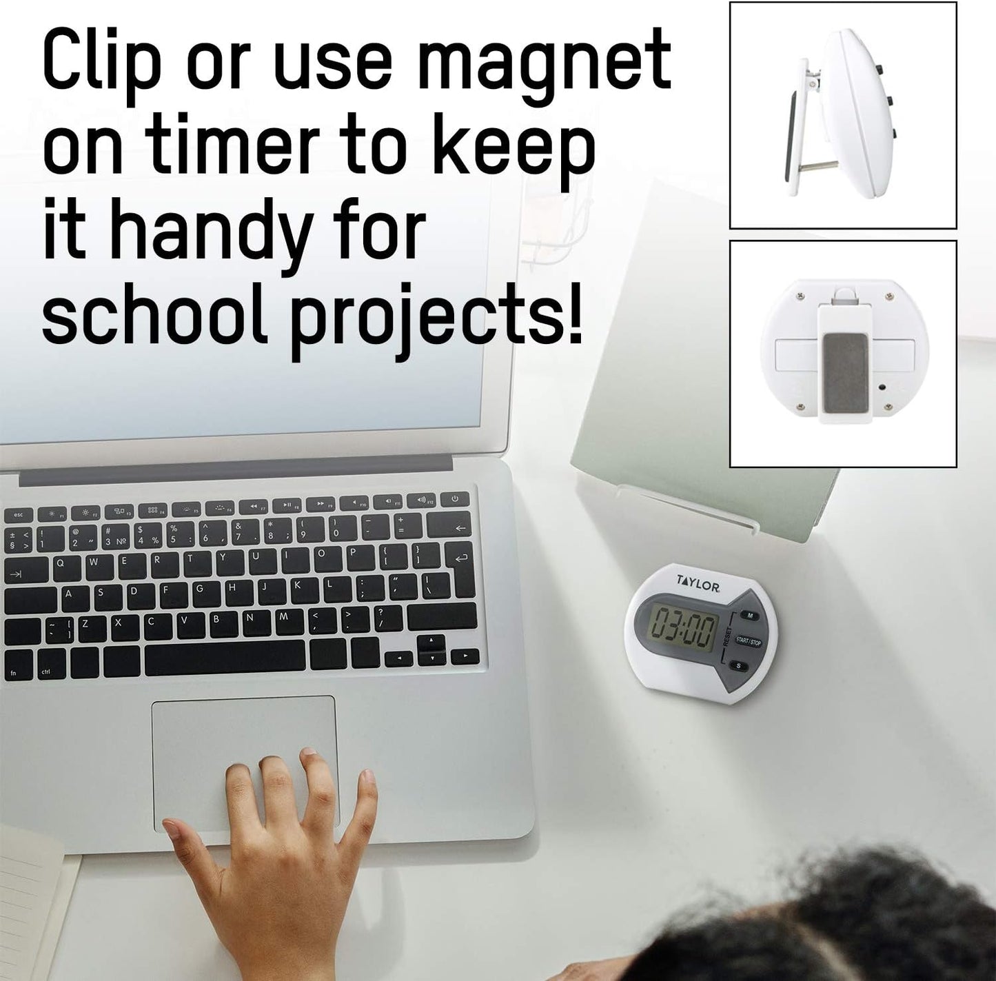 Taylor Digital Timer Counts Up and Down for School, Learning, Projects, and Kitchen Tasks