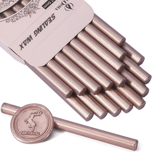 TELOSMA 16 Pcs Champagne Mini Wax Seal Sticks, Ideal for Making Wedding Invitations, Wine Packages, Cards & Gift Boxes Wax Seals