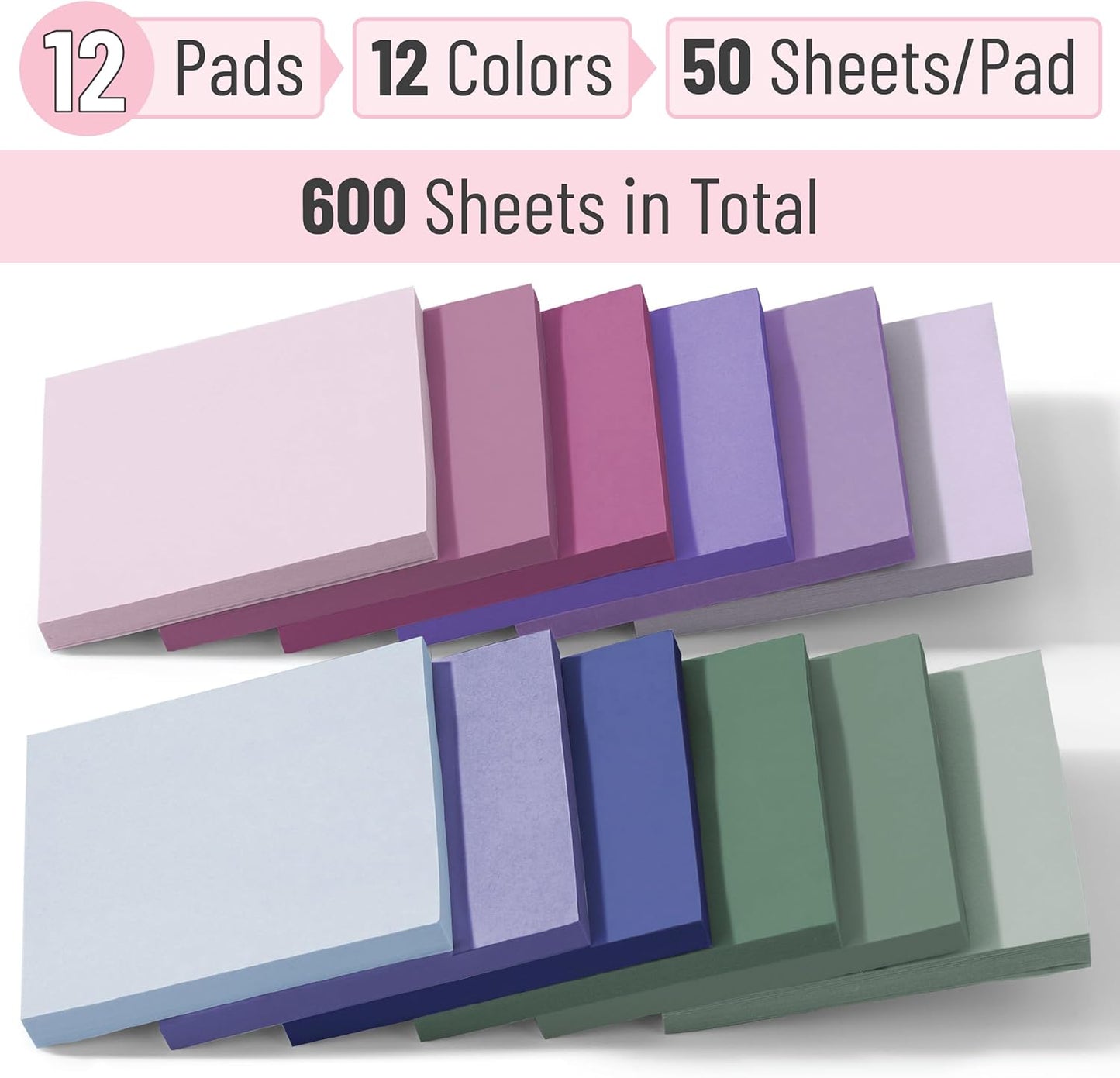 Mr. Pen- Colorful Sticky Notes, 3”x3”, 12 Pads, Mute Colors Sticky Notes Bulk, Self-Stick Note Pads