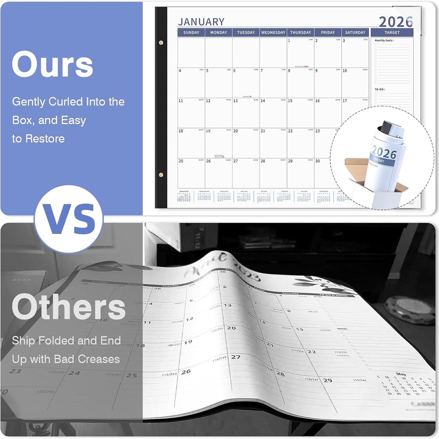 Ospelelf Desk Calendar 2026-2027 Large 22'' x 17'' Desktop Calendar 2026 Monthly Calendars, 18 Month Family Calendar, Use Jan 2026 - June 2027, Blue