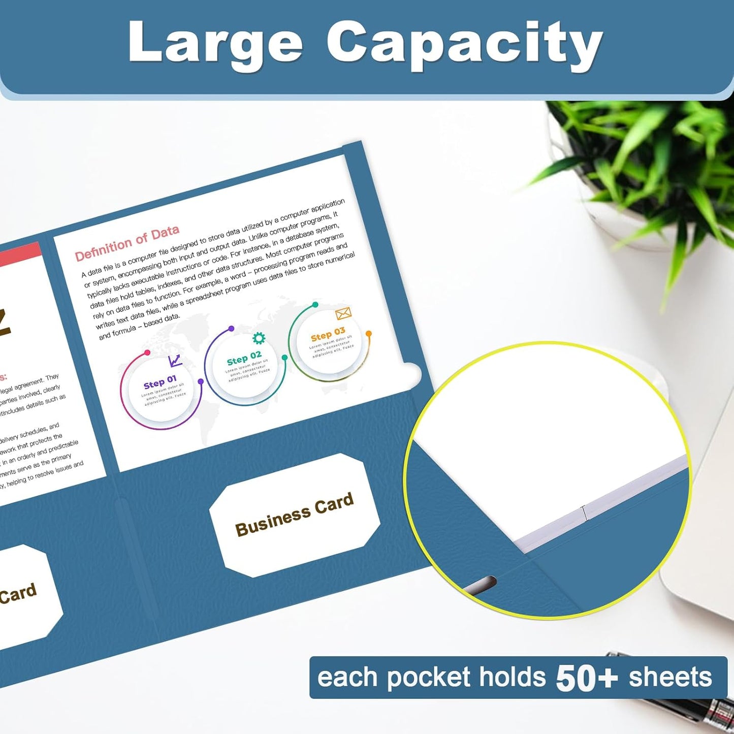 Folders with Pockets, LAYZZ 60 Pack Paper Pocket Folders, 2 Pocket File folders Fits Letter Size Paper, for School Office and Home (Blue)