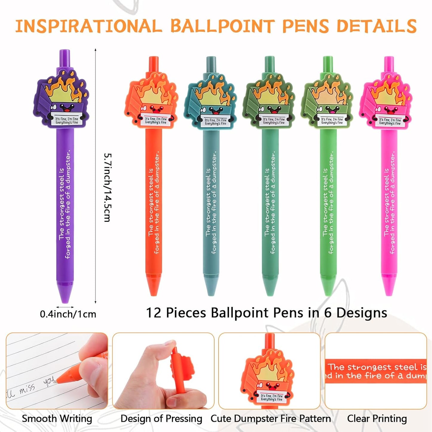 24Pcs Going Away Gifts-Dumpster Fire Notebook with Ballpoint Pens Pocket Journals Notepads Spiral Notebook with Sticky Note Emotional Support Gifts Appreciation Gifts for Coworkers Leaving Job Office