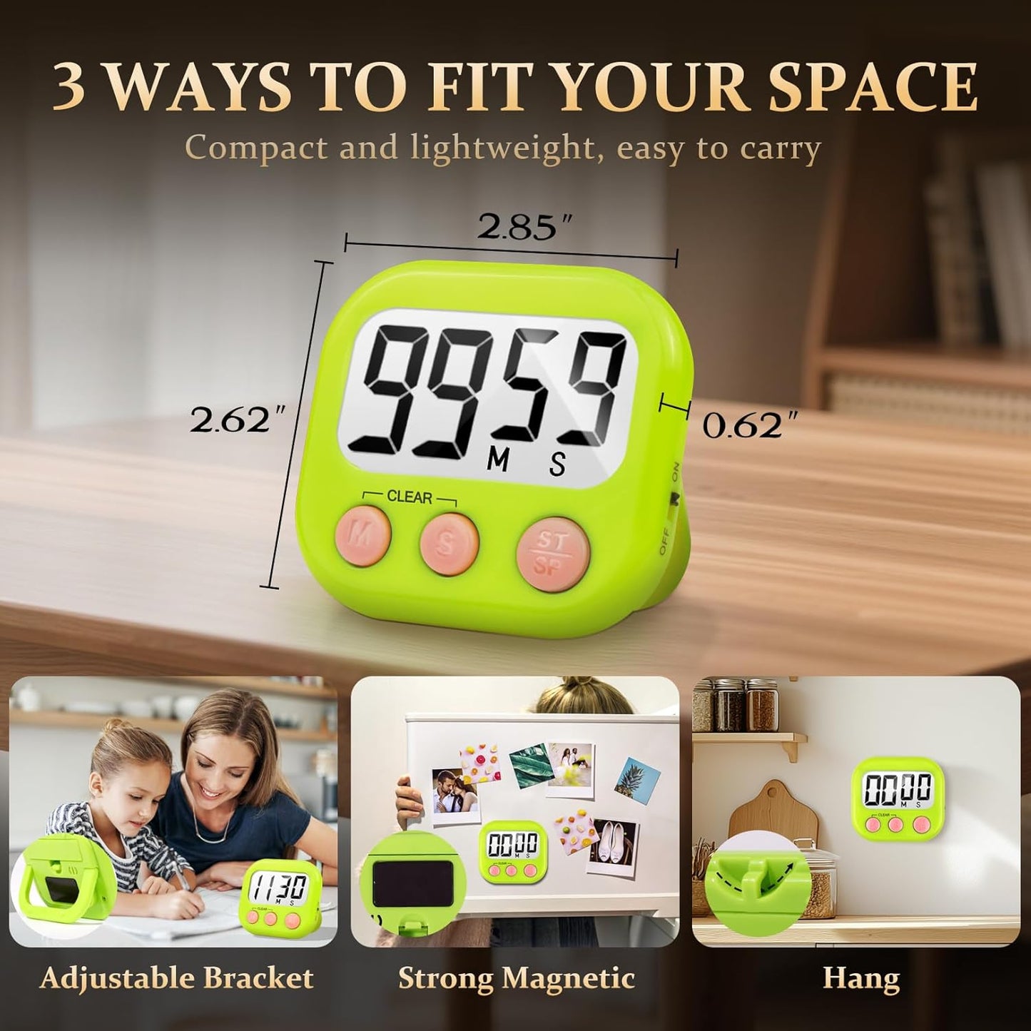 6 Pack Digital Kitchen Timer Small Classroom Timers for Kids Teachers (Orange&Green)