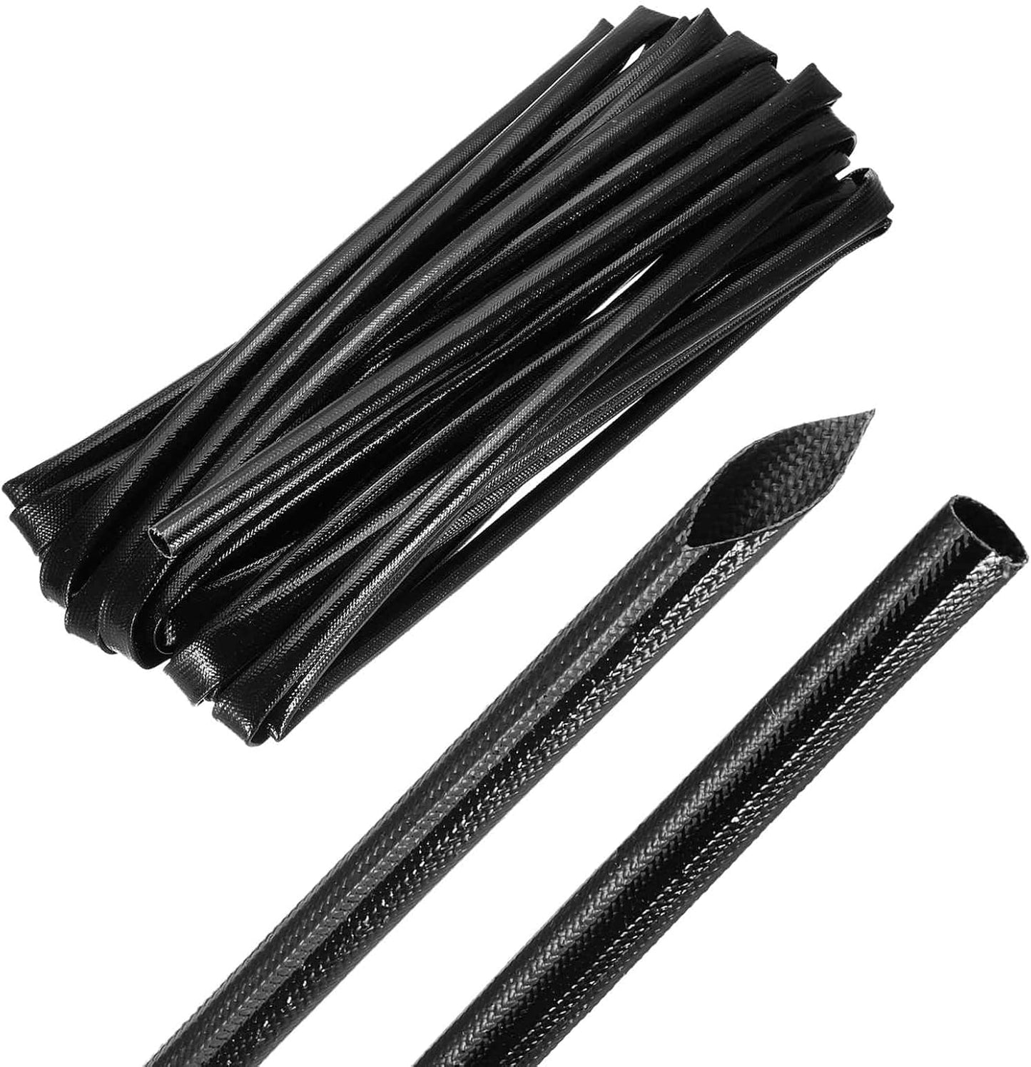 MECCANIXITY 30ft Braided Cable Sleeve, 9/32" ID 200C High Temperature 1500V Fiberglass Wire Insulation Cord Protector Organizer Wires Management for Motor Engine Fuel Line, Black