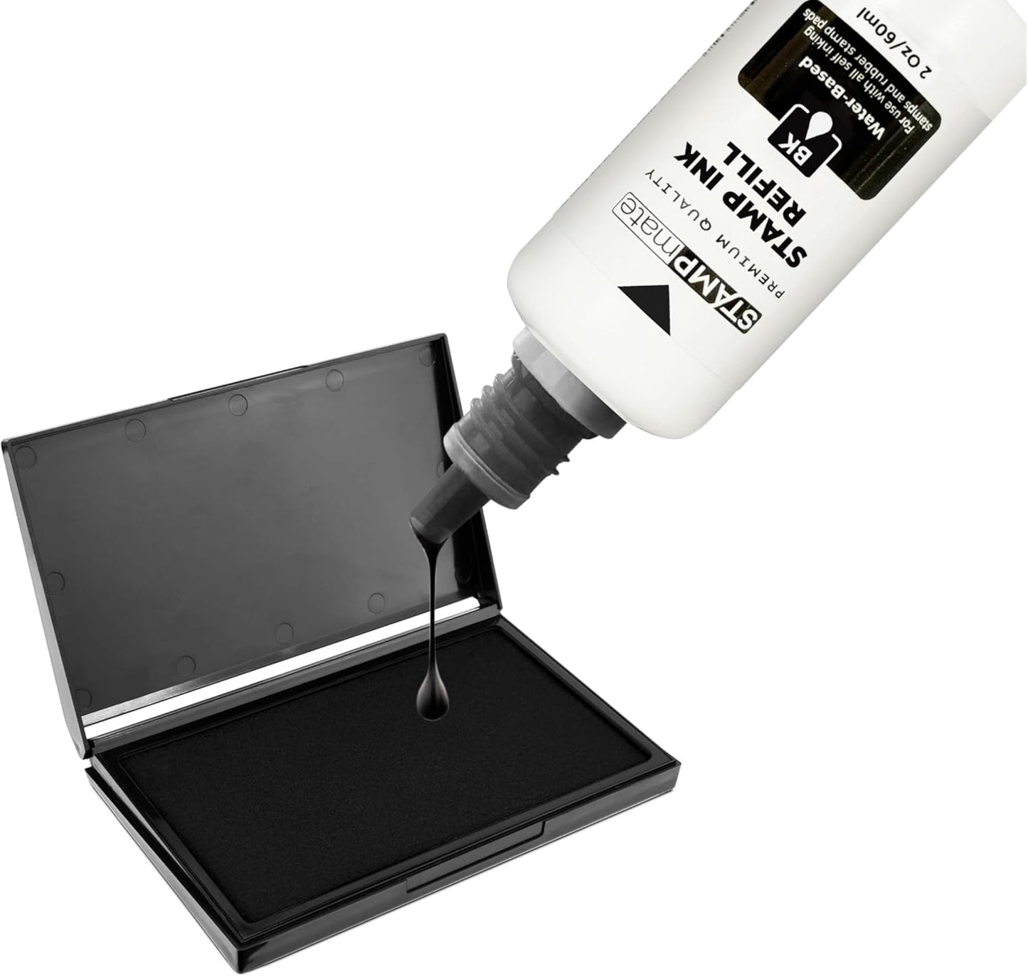 Premium Refill Ink for Self-Inking Stamps and Stamp Pads - 2 oz. Bottle (Black)