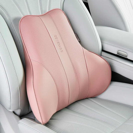 Coverado Lumbar Support Pillow for Car, Ergonomic Memory Foam Back Pillow for Office Chair, New Back Cushion for Pain Relief, PU Leather Car Lumbar Support for Driving Seat