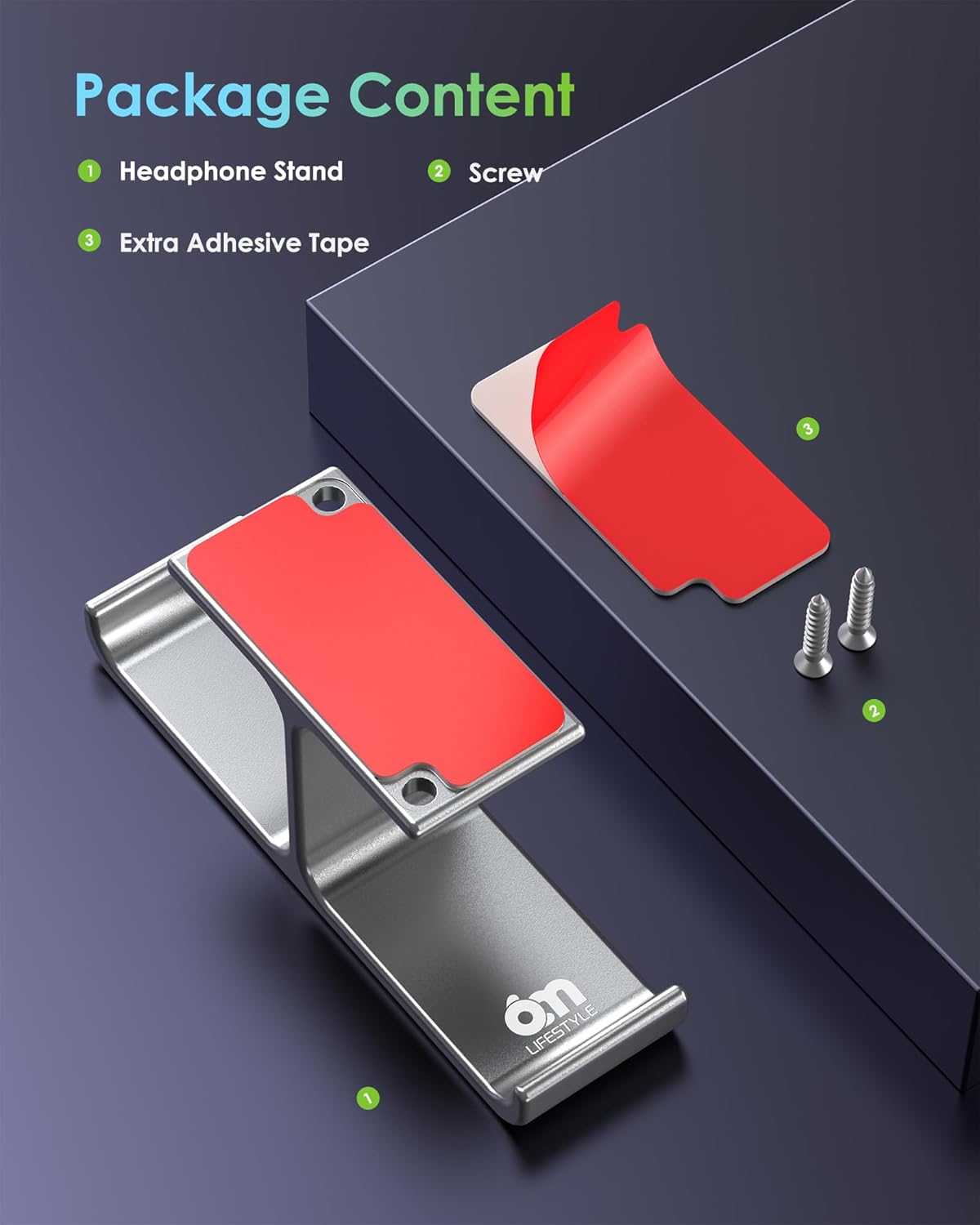 All Aluminum Headset Headphone Stand Hanger Under Desk Designed [Patented] Headphone Holder Hook by Strong Adhesive & Screws,PC Gaming Accessories Compatible with PC Gaming DJ Headsets,Silver