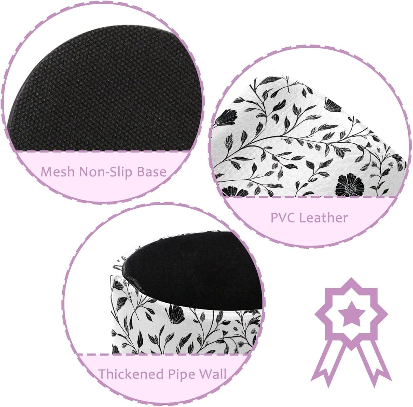 Retro Black Plant Flowers Desk Pen Organizer, Pen Cup Makeup Brush Holders Pencil Holder for Desk, Desktop Supplies & Accessories Workspace Organizers for Office Home School Art Supply