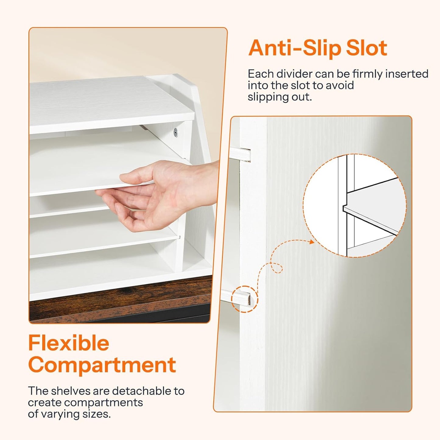 HOOBRO Mail Sorter, Literature Organizer with Adjustable Shelves, Paper Organizer for Office, Home, Wood Countertop File Holders, Mails, Magazines, White WT41WF01