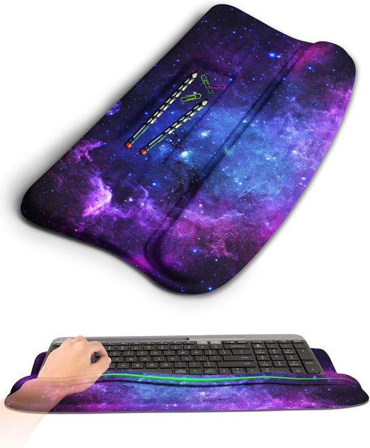 Ergonomic Wave Wrist Rest with Keyboard Stand, Cushioned Palm Rest, Comfortable Integrated Memory Foam for Natural Typing and Relieve Wrist Pain, Deep Galaxy