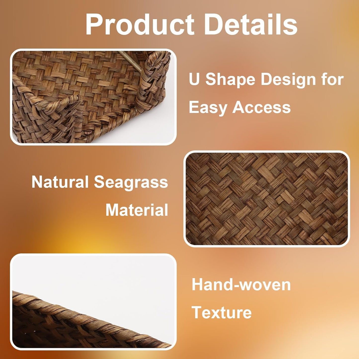 Sticky Note Holder Seagrass Post It Note Dispenser, 3 x 3 Inch Woven Sticky Note Dispenser, Farmhouse Post It Holder for Desk Home Office Decor, Coffee