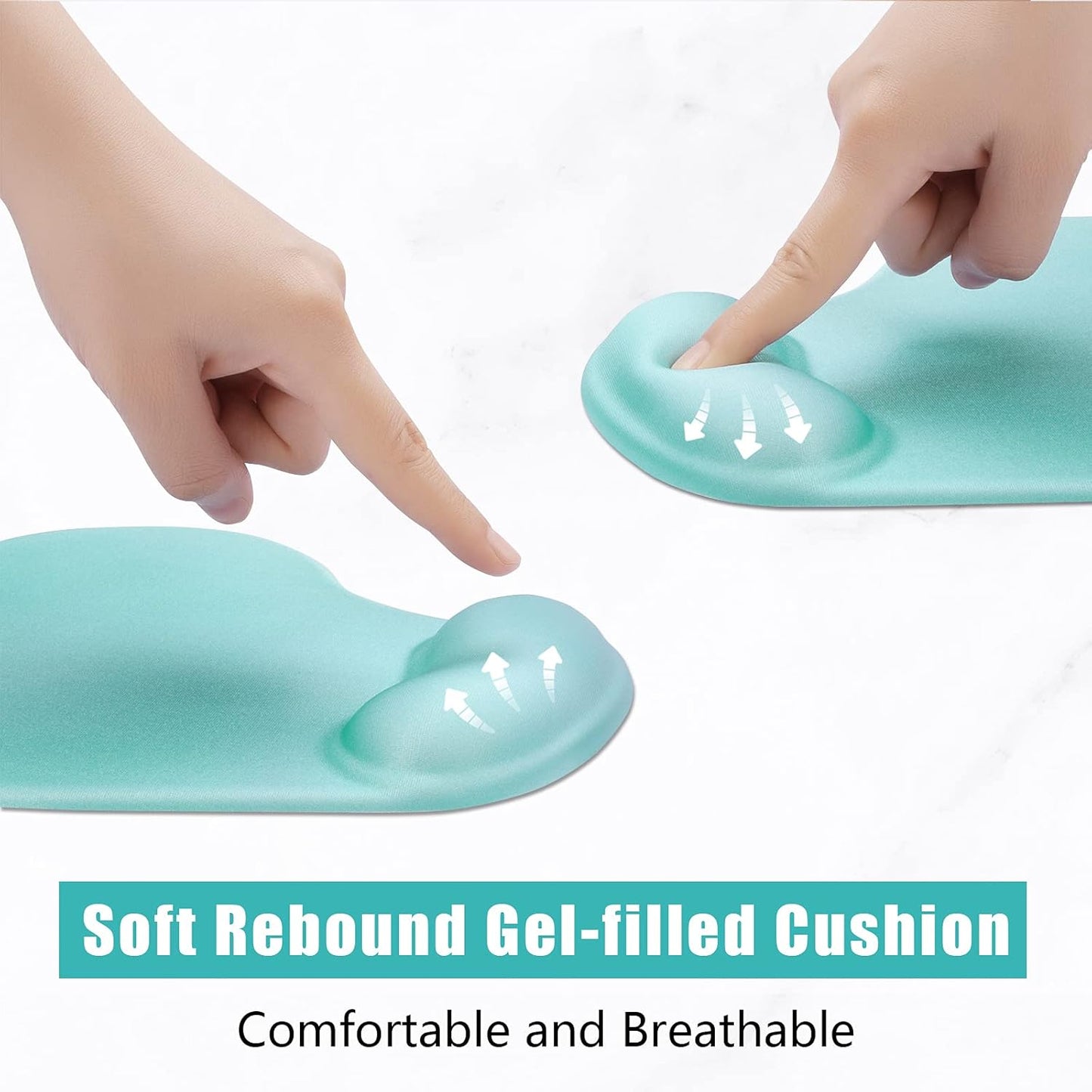 Hsurbtra Ergonomic Mouse Pad with Wrist Rest Support, Gel Mouse Pads with Non-Slip PU Base, Pain Relief Memory Foam Computer Mat, Cute Office Supplies Desk Decro Accessories, Malachite Green